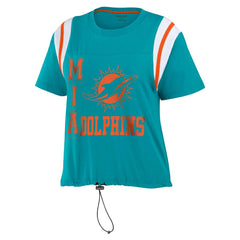Miami Dolphins WEAR by Erin Andrews Women's Cinched Colorblock T-Shirt Aqua