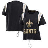 New Orleans Saints WEAR by Erin Andrews Women's Cinched Colorblock T-Shirt Black