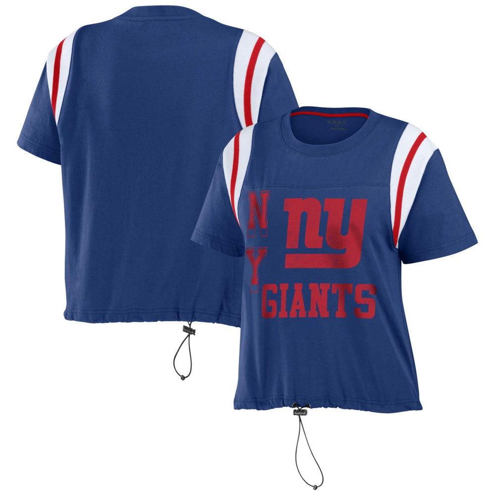 New York Giants WEAR by Erin Andrews Women's Cinched Colorblock T-Shirt Royal