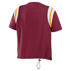 Washington Commanders WEAR by Erin Andrews Women's Cinched Colorblock T-Shirt Burgundy