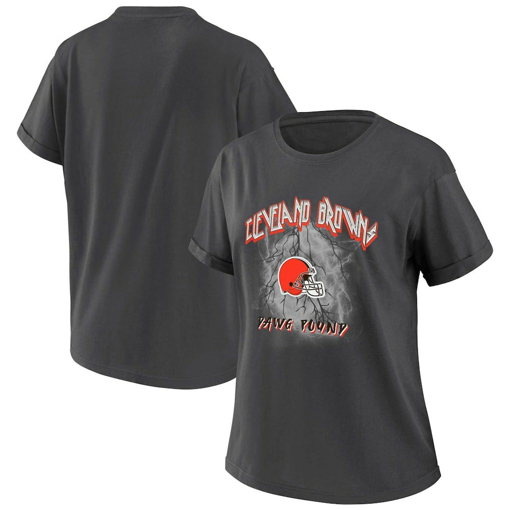 Cleveland Browns WEAR by Erin Andrews Women's Boyfriend T-Shirt Charcoal