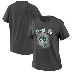 New York Jets WEAR by Erin Andrews Women's Boyfriend T-Shirt Charcoal