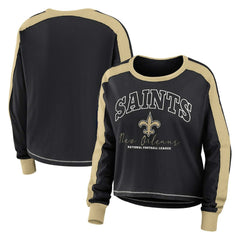 New Orleans Saints WEAR by Erin Andrews Women's Plus Size Colorblock Long Sleeve T-Shirt Black