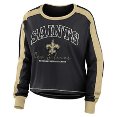 New Orleans Saints WEAR by Erin Andrews Women's Plus Size Colorblock Long Sleeve T-Shirt Black
