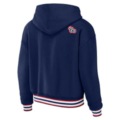 New England Patriots WEAR by Erin Andrews Women's Plus Size Lace-Up Pullover Hoodie Navy