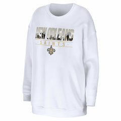 New Orleans Saints WEAR by Erin Andrews Women's Domestic Pullover Sweatshirt White