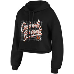 Cincinnati Bengals WEAR by Erin Andrews Women's Domestic Cropped Pullover Hoodie Black