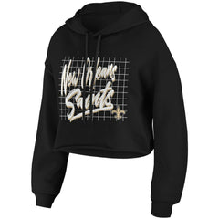 New Orleans Saints WEAR by Erin Andrews Women's Domestic Cropped Pullover Hoodie Black
