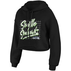 Seattle Seahawks WEAR by Erin Andrews Women's Domestic Cropped Pullover Hoodie Black