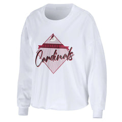 Arizona Cardinals WEAR by Erin Andrews Women's Domestic Cropped Long Sleeve T-Shirt White