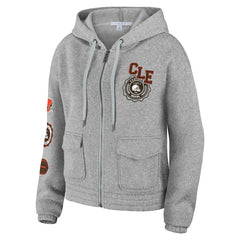 Cleveland Browns WEAR by Erin Andrews Women's Full-Zip Hoodie Heather Gray