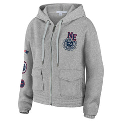 New England Patriots WEAR by Erin Andrews Women's Full-Zip Hoodie Heather Gray