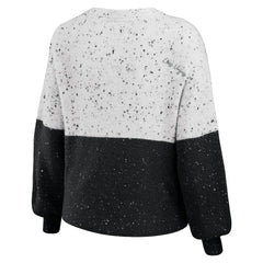 Las Vegas Raiders WEAR by Erin Andrews Women's Lighweight Modest Crop Color-Block Pullover Sweater White/Black