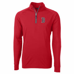 Boston Red Sox Cutter & Buck Adapt Eco Knit Stretch Recycled Quarter-Zip Pullover Top - Red - MLB Sale