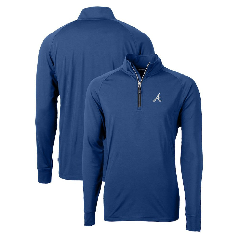 Atlanta Braves Cutter & Buck Adapt Eco Knit Stretch Recycled Quarter-Zip Pullover Top - Blue - MLB Online