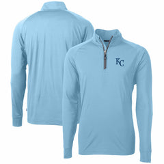 Kansas City Royals Cutter & Buck Adapt Eco Knit Stretch Recycled Quarter-Zip Pullover Top - Light Blue - MLB Online