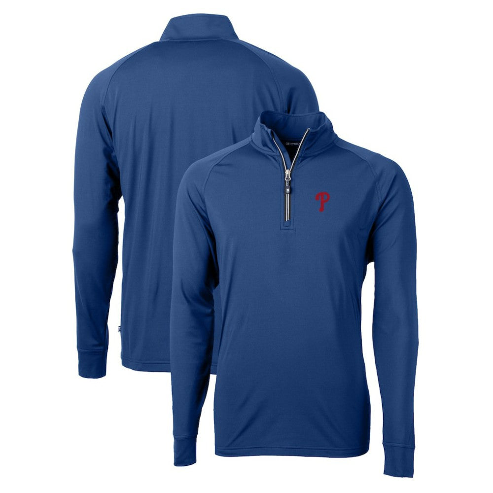 Philadelphia Phillies Cutter & Buck Adapt Eco Knit Stretch Recycled Quarter-Zip Pullover Top - Royal - MLB on Sale