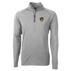 Milwaukee Brewers Cutter & Buck Adapt Eco Knit Stretch Recycled Quarter-Zip Pullover Top - Gray - MLB on Sale