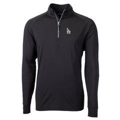 Los Angeles Dodgers Cutter & Buck Adapt Eco Knit Stretch Recycled Quarter-Zip Pullover Top - Black - MLB Lifestyle
