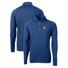 New York Mets Cutter & Buck Adapt Eco Knit Stretch Recycled Quarter-Zip Pullover Top - Royal - MLB Discount