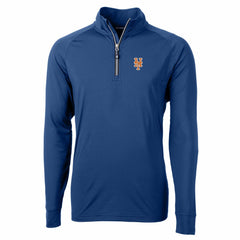New York Mets Cutter & Buck Adapt Eco Knit Stretch Recycled Quarter-Zip Pullover Top - Royal - MLB Discount