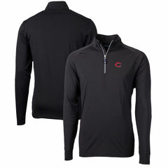 Cincinnati Reds Cutter & Buck Adapt Eco Knit Stretch Recycled Quarter-Zip Pullover Top - Black - MLB Lifestyle