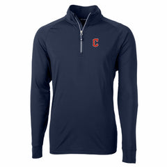 Cleveland Guardians Cutter & Buck Adapt Eco Knit Stretch Recycled Quarter-Zip Pullover Top - Navy - MLB Sale