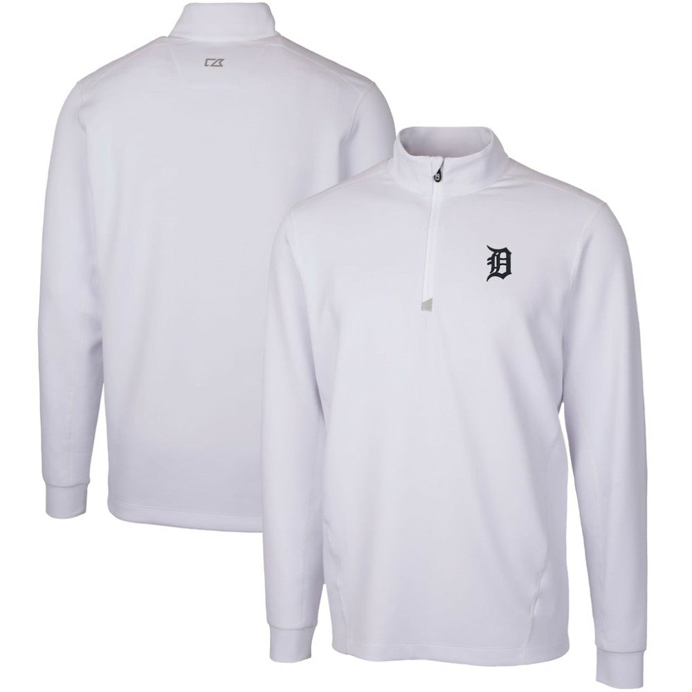 Detroit Tigers Cutter & Buck Traverse Stretch Quarter-Zip Pullover Top - White - MLB Discount