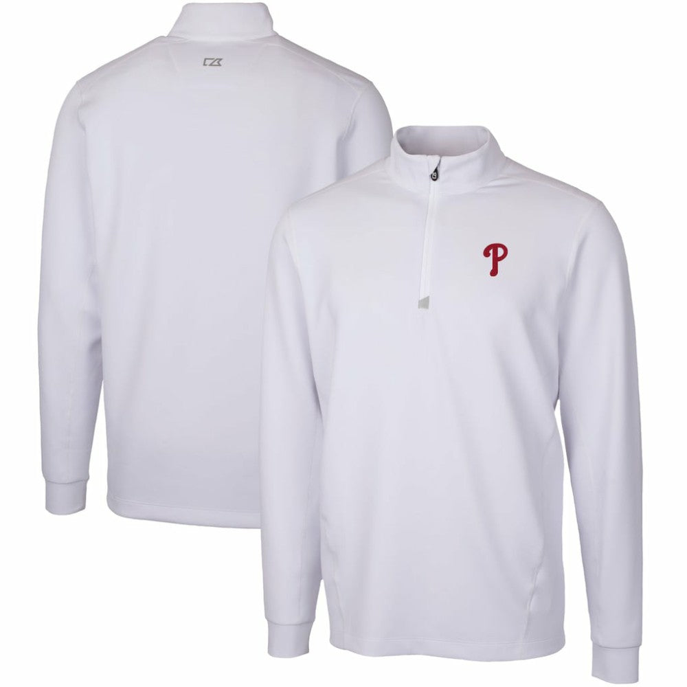 Philadelphia Phillies Cutter & Buck Traverse Stretch Quarter-Zip Pullover Top - White - MLB Online