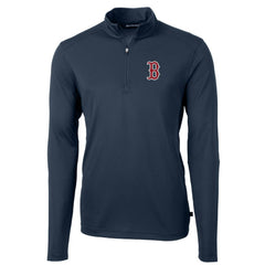 Boston Red Sox Cutter & Buck Virtue Eco Pique Recycled Quarter-Zip Pullover Top - Navy - MLB Discount