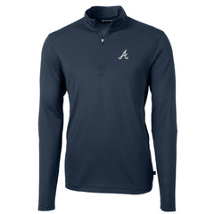 Atlanta Braves Cutter & Buck Virtue Eco Pique Recycled Quarter-Zip Pullover Top - Navy - MLB on Sale