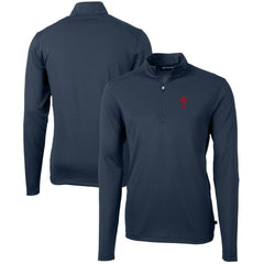 Philadelphia Phillies Cutter & Buck Virtue Eco Pique Recycled Quarter-Zip Pullover Top - Navy - MLB Lifestyle