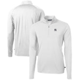 New York Yankees Cutter & Buck Virtue Eco Pique Recycled Quarter-Zip Pullover Top - White - MLB Lifestyle