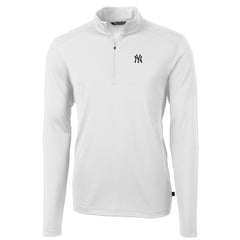 New York Yankees Cutter & Buck Virtue Eco Pique Recycled Quarter-Zip Pullover Top - White - MLB Lifestyle
