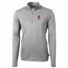 Cleveland Guardians Cutter & Buck Virtue Eco Pique Recycled Quarter-Zip Pullover Top - Gray - MLB Lifestyle