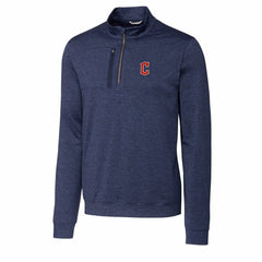 Cleveland Guardians Cutter & Buck Stealth Heathered Quarter-Zip Pullover Top - Navy - MLB on Sale