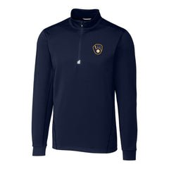 Milwaukee Brewers Cutter & Buck Big & Tall Traverse Stretch Quarter-Zip Pullover Top - Navy - MLB Sale