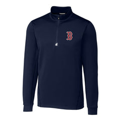 Boston Red Sox Cutter & Buck Big & Tall Traverse Stretch Quarter-Zip Pullover Top - Navy - MLB Sale