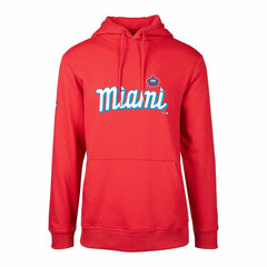 Miami Marlins Levelwear City Connect Podium Core Logo Pullover Hoodie - Red - MLB Lifestyle