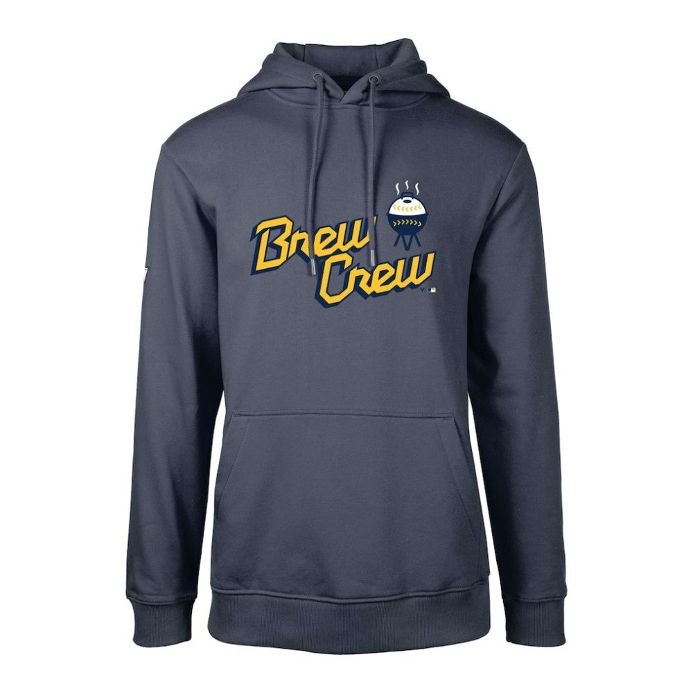 Milwaukee Brewers Levelwear City Connect Podium Core Logo Pullover Hoodie - Navy - MLB Online