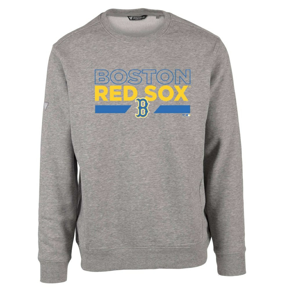 Boston Red Sox Levelwear City Connect Zane No Hitter Pullover Sweatshirt - Heather Gray - MLB Sale