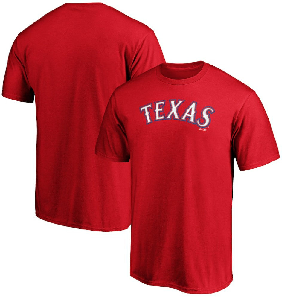Texas Rangers Official Team Wordmark T-Shirt - Red - MLB Discount