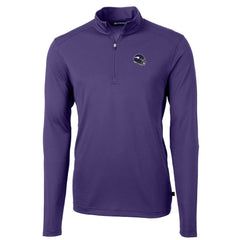 Minnesota Vikings Cutter & Buck Helmet Virtue Eco Pique Recycled Quarter-Zip Pullover Top Purple