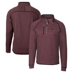 Washington Commanders Cutter & Buck Helmet Mainsail Sweater-Knit Half-Zip Pullover Jacket Burgundy