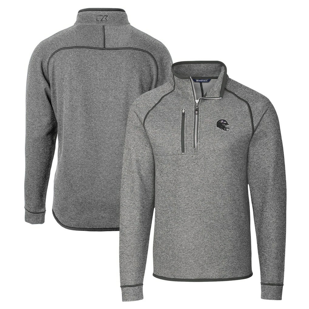 Baltimore Ravens Cutter & Buck Helmet Mainsail Sweater-Knit Half-Zip Pullover Jacket Silver