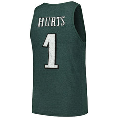 Jalen Hurts Philadelphia Eagles Majestic Threads Name & Number Tri-Blend Tank Top Green