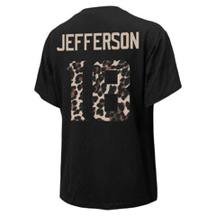 Justin Jefferson Minnesota Vikings Majestic Threads Women's Leopard Player Name & Number T-Shirt Black