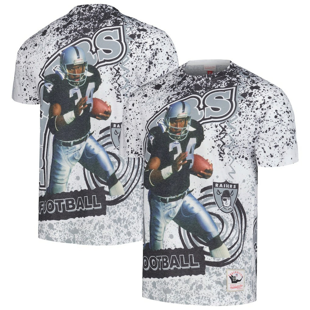 Mitchell & Ness Bo Jackson Las Vegas Raiders Retired Player Name & Number Burst T-Shirt White