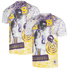 Mitchell & Ness Randy Moss Minnesota Vikings Retired Player Name & Number Burst T-Shirt White