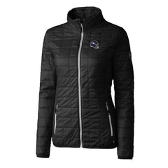Minnesota Vikings Cutter & Buck Women's Helmet Logo Rainier PrimaLoft Eco Insulated Full-Zip Puffer Jacket Black